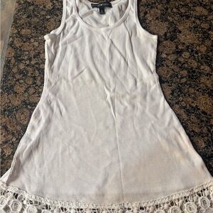 Derek Heart White Crochet Hem Tank Top